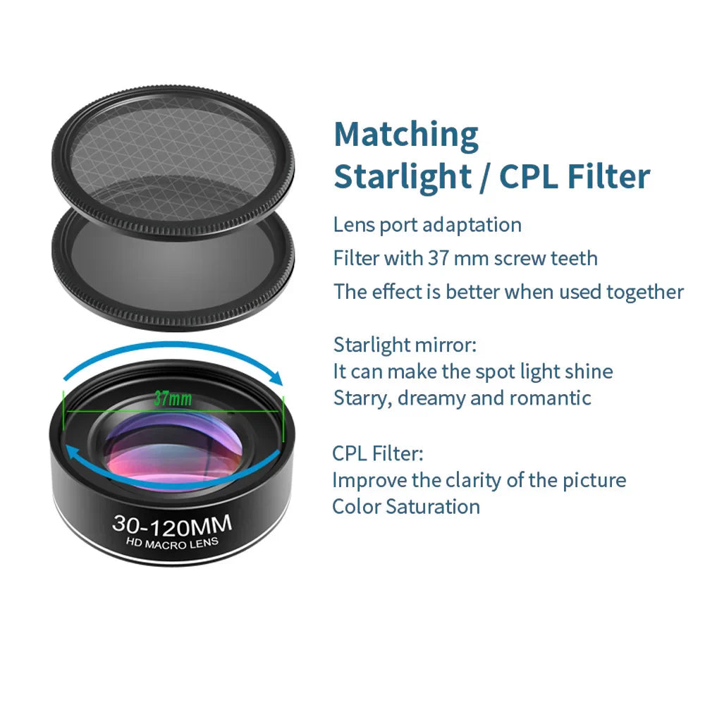 Skorter | 4K HD Phone Lens Macro Long-Distance, CPL, Star Filter