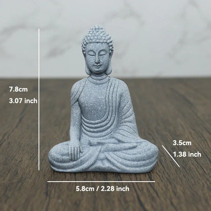 Skorter | Buddha Stone Statue Small Buddhist Monks Tibetan Buddhism Figures Zen Garden Ornament Meditation Home Aquarium Decoration