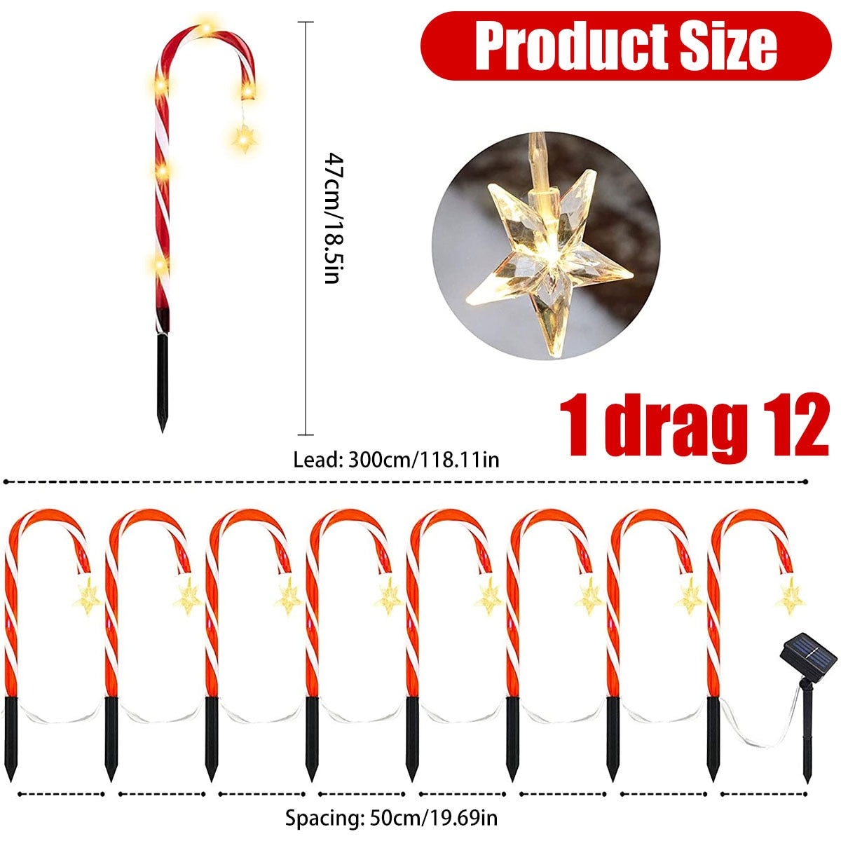 Skorter | Candy Cane Lane LED Solar Lamp