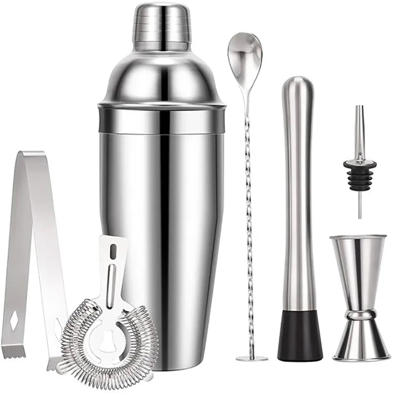 Skorter | 550 ml/750 ml Stainless Steel Cocktail Shaker Mixer Drink Bartender Set Bar Set Tools With Wine Rack Stand Tool for Birthday Gift