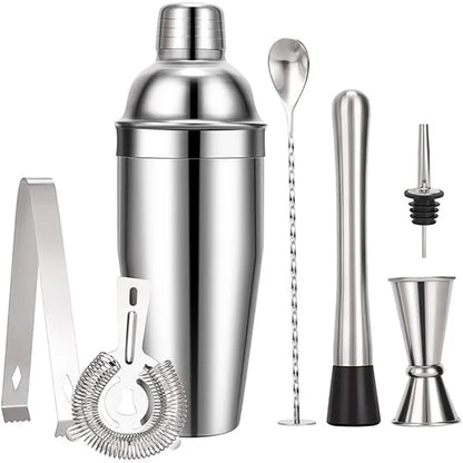 Skorter | 550 ml/750 ml Stainless Steel Cocktail Shaker Mixer Drink Bartender Set Bar Set Tools With Wine Rack Stand Tool for Birthday Gift