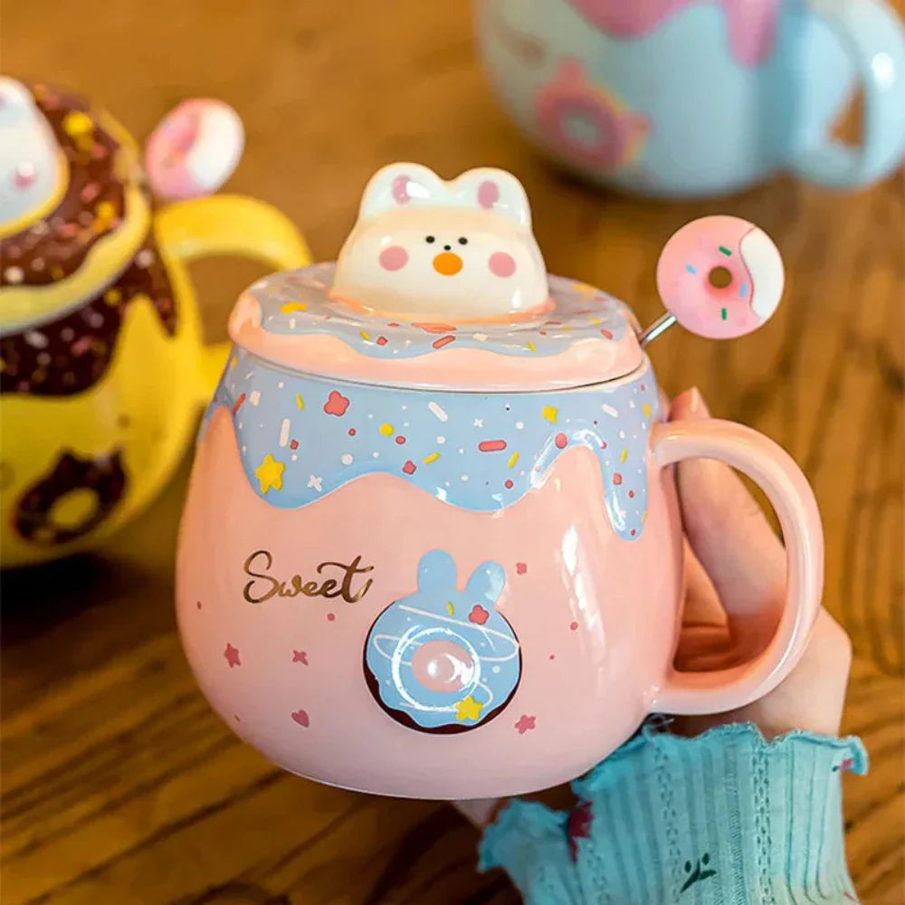 Skorter | Donut Kitten Theme Mug with Lid