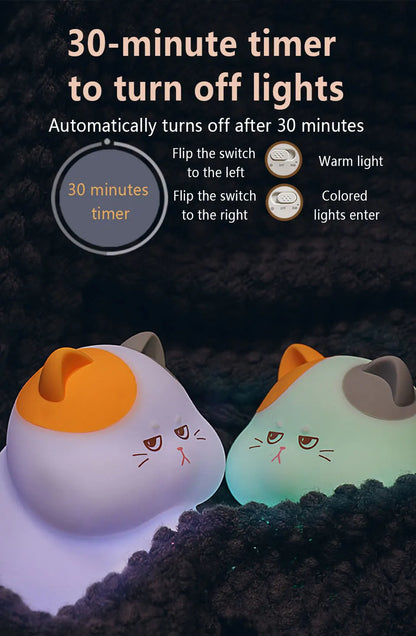 Skorter | Gluttonous Cat Night Light - Fun Silicone Clap Lamp