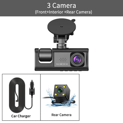Skorter | 3-Channel 1080P Dash Cam with Triple-Lens & In-Vehicle Recording