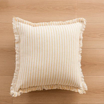 Skorter | Elegant Pillowcase with Jacquard Pattern and Fringes - Cotton-Linen Blend