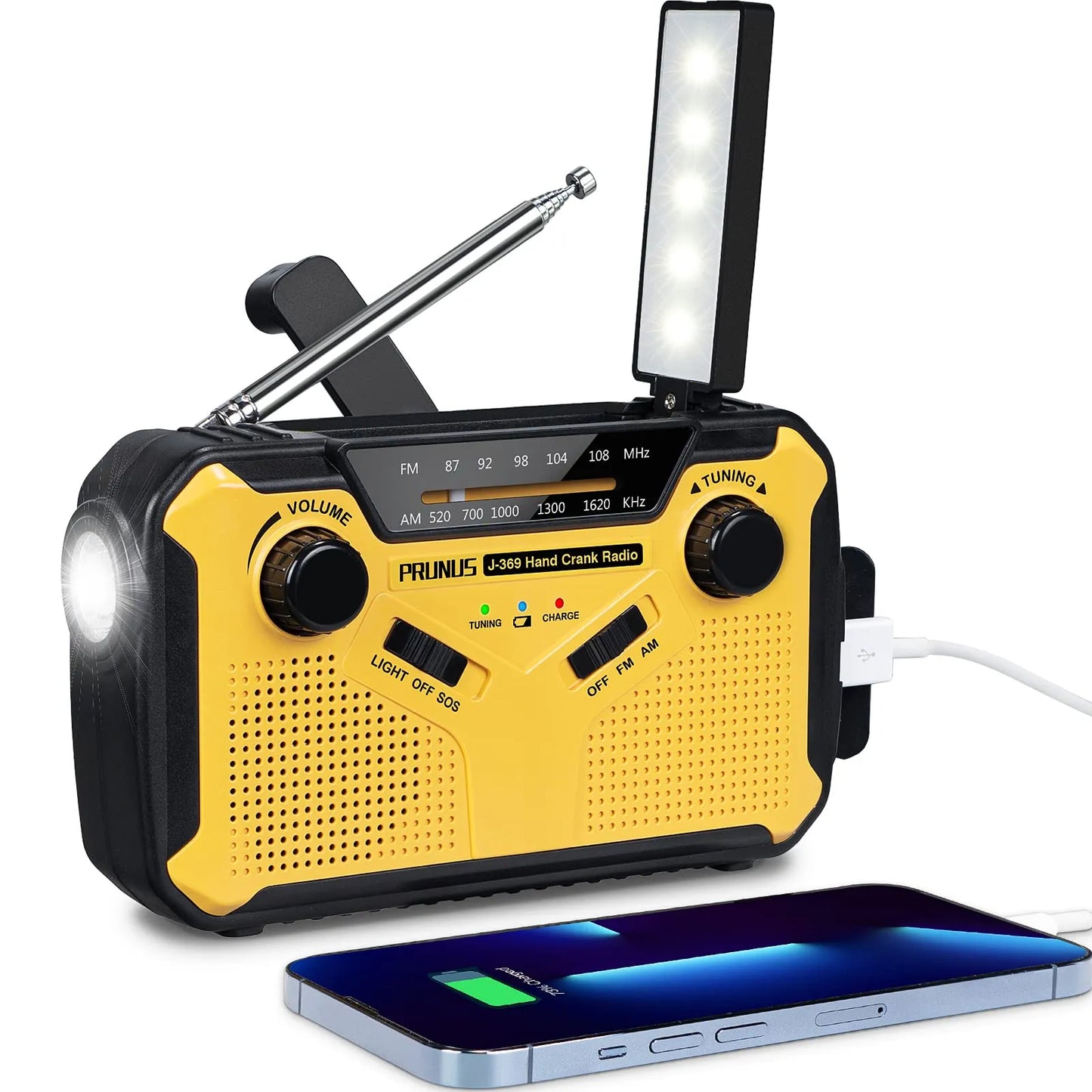 Skorter | Emergency Radio with Crank & Solar – Portable Dynamo Radio with Power Bank & LED Flashlight