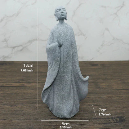 Skorter | Buddha Stone Statue Small Buddhist Monks Tibetan Buddhism Figures Zen Garden Ornament Meditation Home Aquarium Decoration