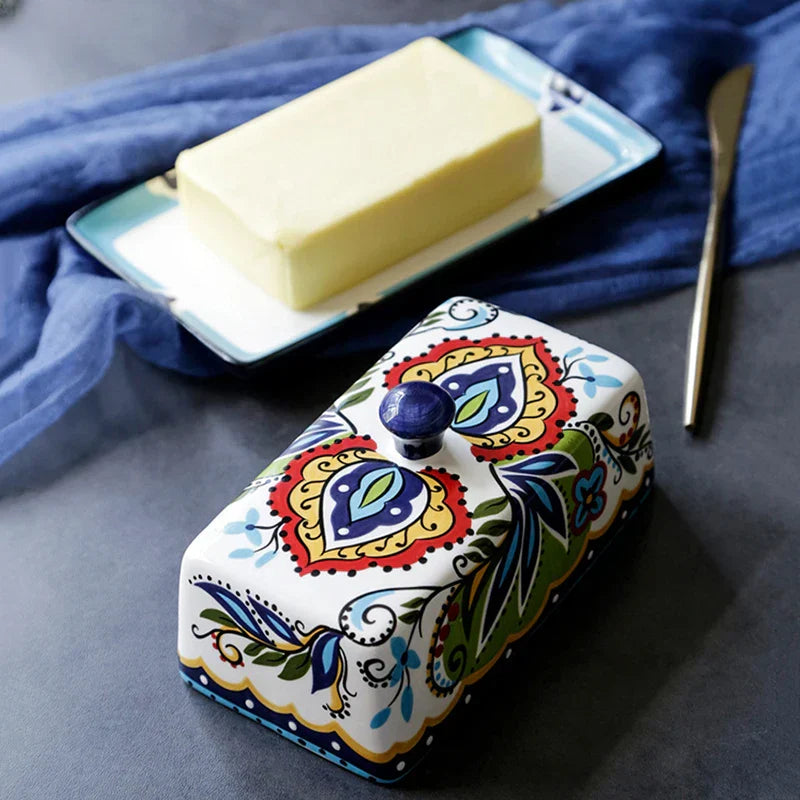 Skorter | Hand-painted Butter Dish in Tuscan Style