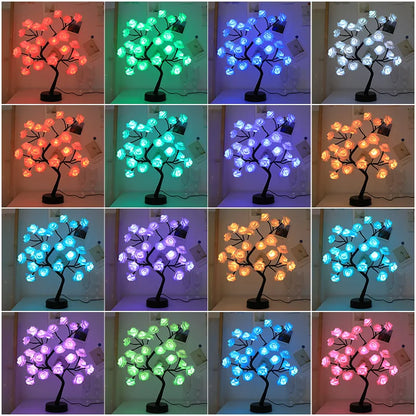 Skorter | RGB Rose Flower Tree Lights 24LED USB Battery Table Lamp Fairy Night Light Home Party Christmas Wedding Bedroom Decoration Gift