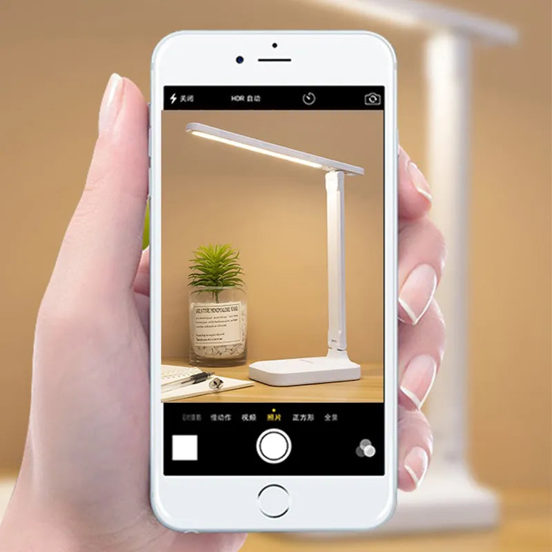 Skorter | 6000mAh rechargeable LED table lamp USB 3 color stepless dimmable desk lamp touch foldable eye-protecting reading night light