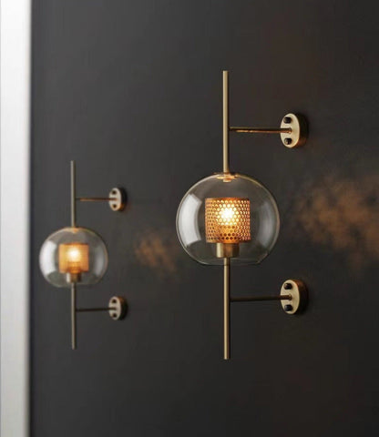Thatcher - Modern Honeycomb Brass & Glass Wall Sconce