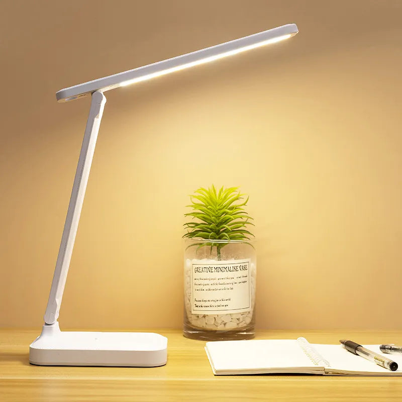 Skorter | 6000mAh rechargeable LED table lamp USB 3 color stepless dimmable desk lamp touch foldable eye-protecting reading night light