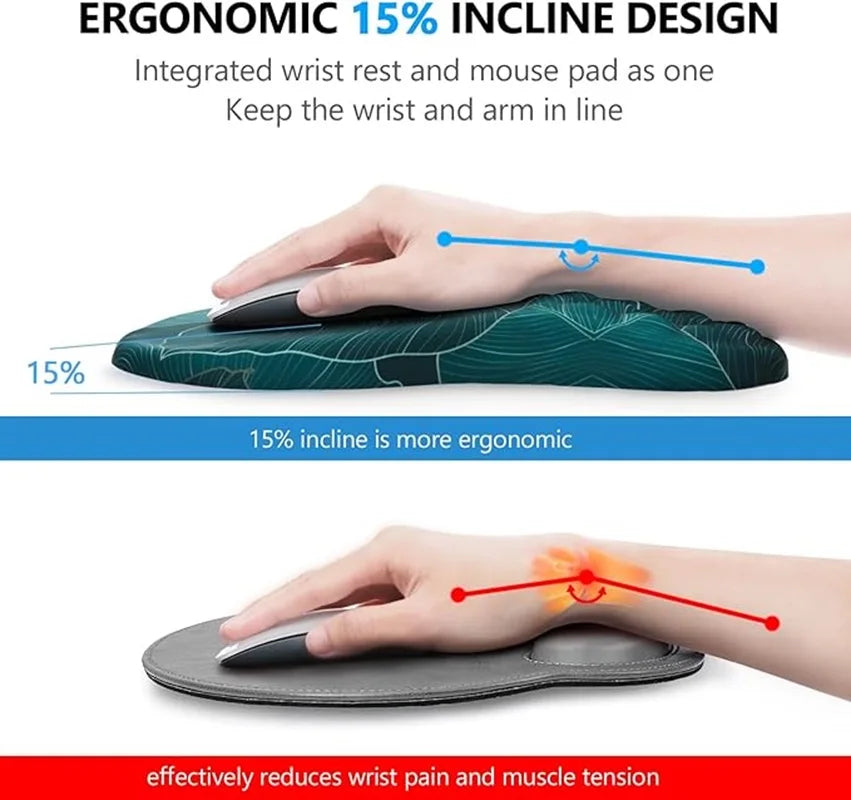 Skorter | Ergonomic Memory Foam Mouse Pad with Wrist Rest - Pain Relief Support