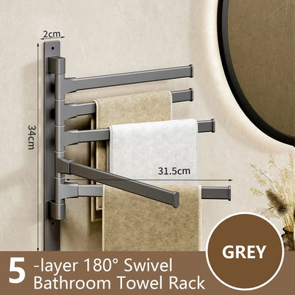 Skorter | Bathroom Towel Holder Rotatable Towel Rack Space Aluminum 1/2/3/4/5-Bar Towel Holder Kitchen Shelf Kitchen Hanging Shelf Wall Mounted