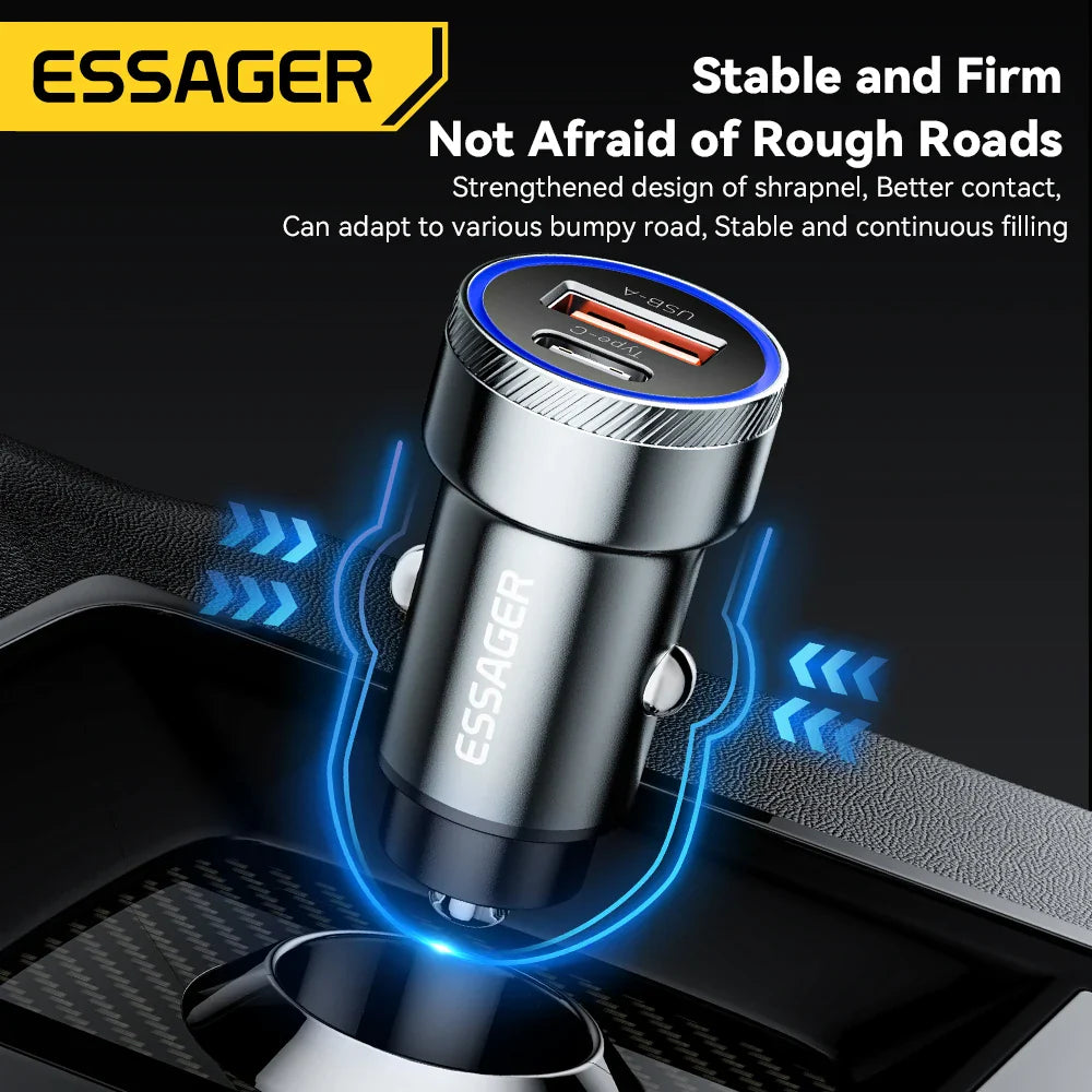 Skorter | 54W USB Car Charger, 5A Fast Charge QC 3.0, SCP AFC, 30W USB Type C Quick Charging