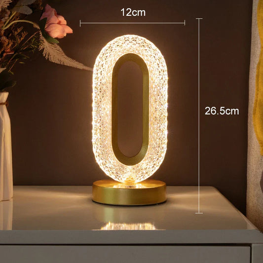 Skorter | Crystal LED Table Lamp: Dimmable, USB Charging, Touch & Remote Control