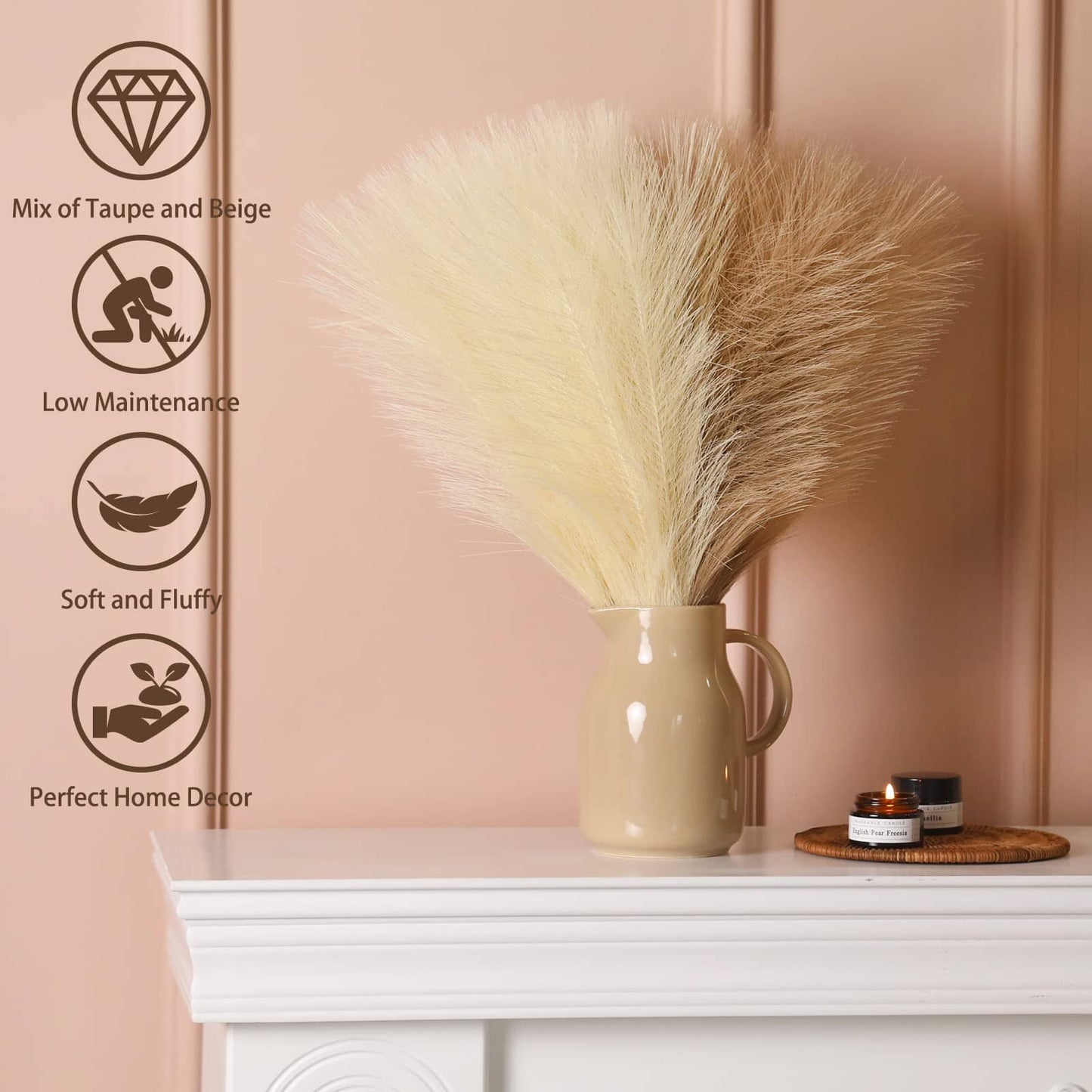 Skorter | 20 Pieces Bohemian Fluffy Artificial Pampas Grass Colorful