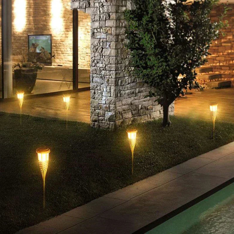 Skorter | Solar Torch 5-Piece Set | Flame Effect LED Garden Lights | Solar Powered | Decorative Light for Outdoors