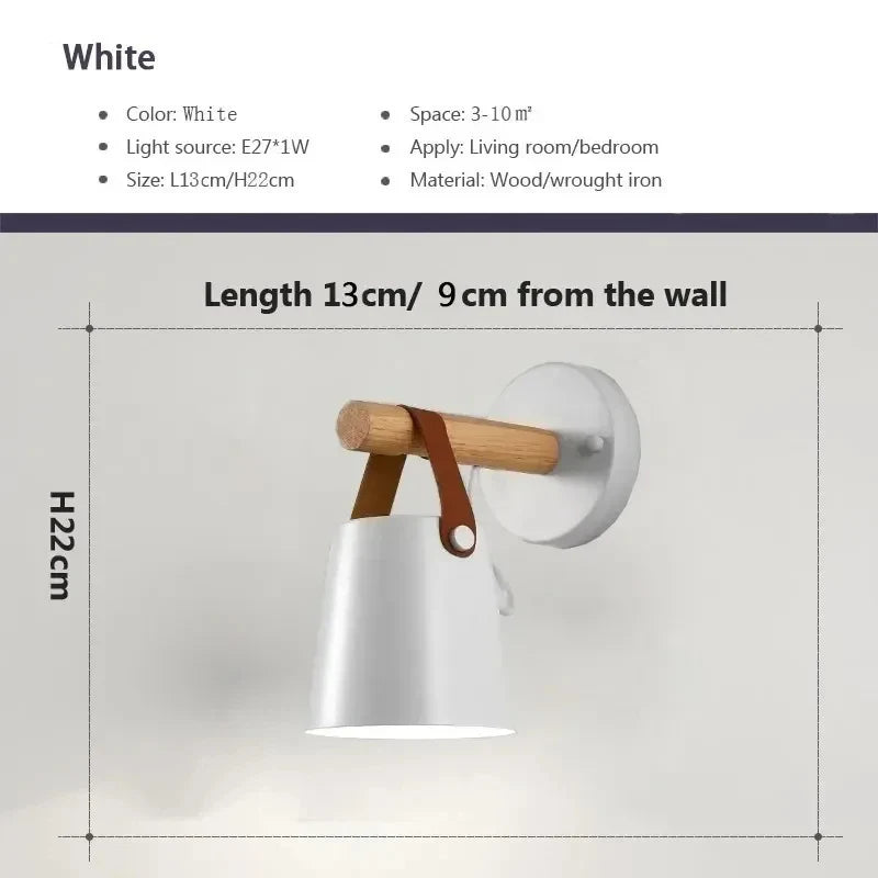 Skorter | NordicGlow - LED Wall Lamp with Wood Details and Leather Strap