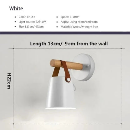 Skorter | NordicGlow - LED Wall Lamp with Wood Details and Leather Strap