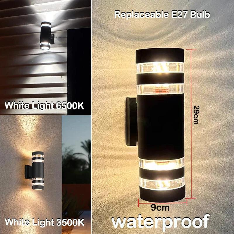 Skorter | LumiBloc LED Outdoor Wall Light – Modern IP65 Up & Down Design with E27 Socket