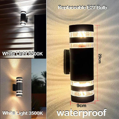Skorter | LumiBloc LED Outdoor Wall Light – Modern IP65 Up & Down Design with E27 Socket