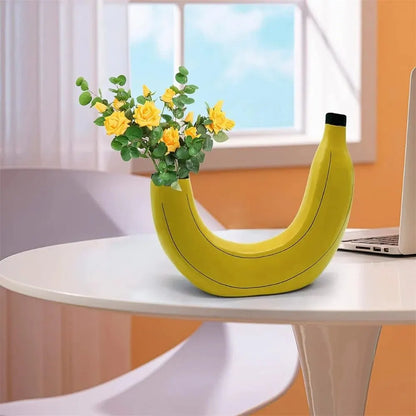 Skorter | Banana vase, flower vase made of resin, cute banana shape, decorative tabletop vase for flower arrangements, living room, bedroom, home decoration