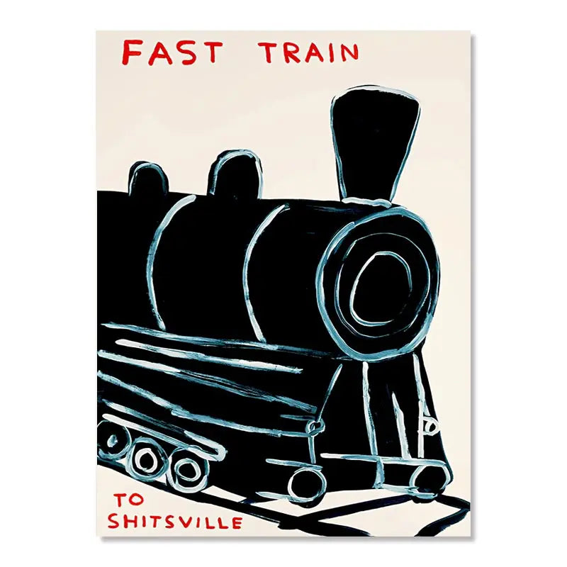 Skorter | David Shrigley Rabbit Cat Wine Biscuit Train Wall Art Abstract Prints Canvas Painting Nordic Poster Pictures Living Room Decor