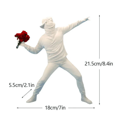 Skorter | Dropshipping Banksy Sculpture Collection Flower Thrower Statue Pop Art Modern Balloon Girl Figurine Office Home Decoration