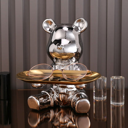 Skorter | Multifunctional Electroplated Bear Doll Shelf Piggy Bank