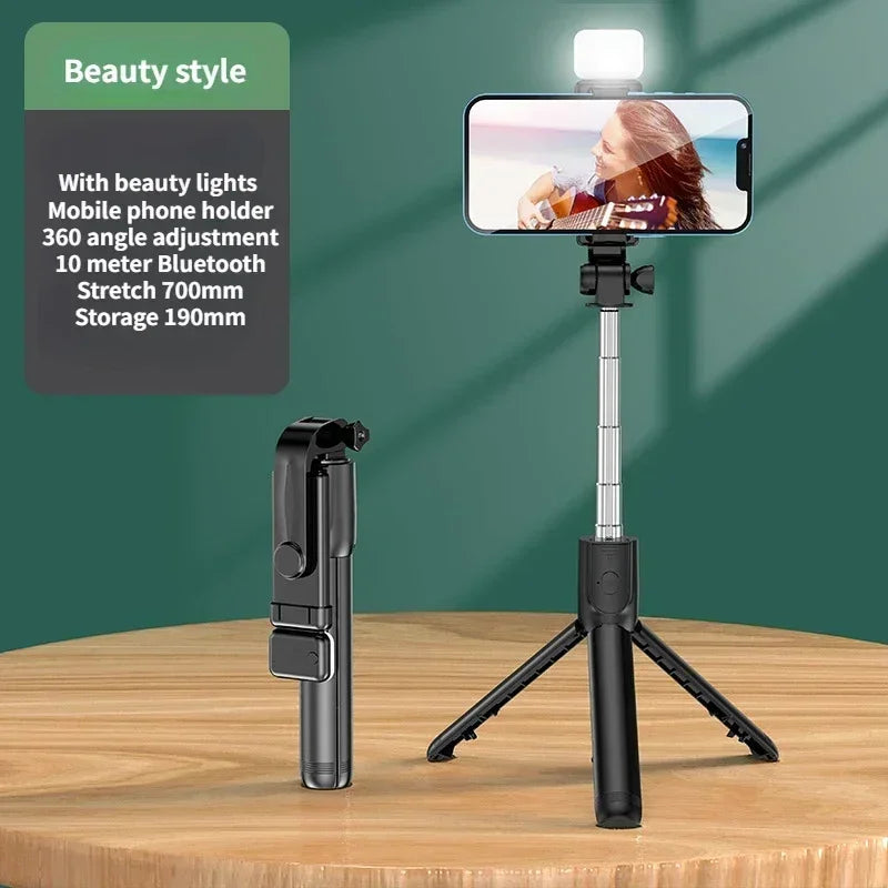 Skorter | Wireless Selfie Stick Tripod with Light, Bluetooth Remote for iPhone, TikTok Live Streaming