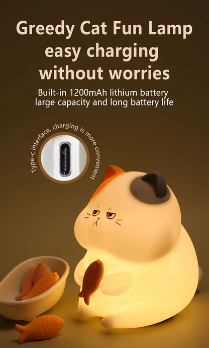 Skorter | Gluttonous Cat Night Light - Fun Silicone Clap Lamp