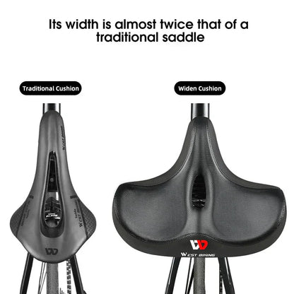 Skorter | Wide Ergonomic Bike Saddle – Comfortable Saddle with Shock Absorption for City and Mountain Bikes