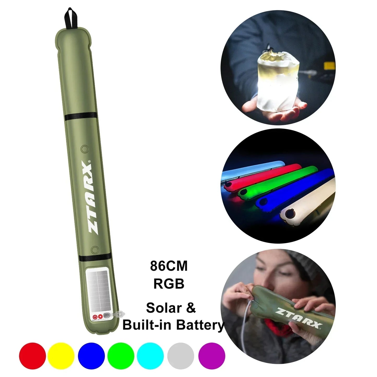 Skorter | Inflatable Solar LED Tube Light - LumiGlow Pro