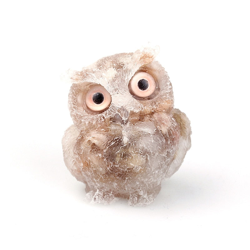 Skorter | Natural Crystal Owl Figurine: Handmade Collector's Item