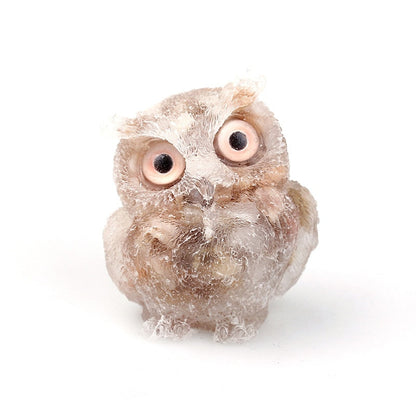 Skorter | Natural Crystal Owl Figurine: Handmade Collector's Item