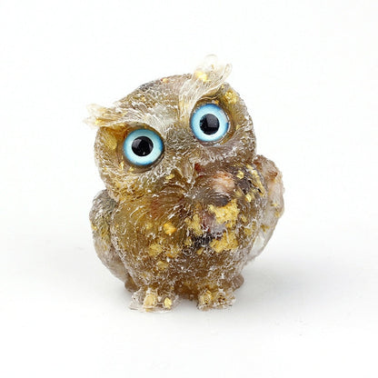 Skorter | Natural Crystal Owl Figurine: Handmade Collector's Item