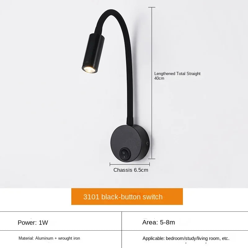 Skorter | Mångsidig LED-vägglampa: Modern, flexibel, perfekt för läsning i sängen