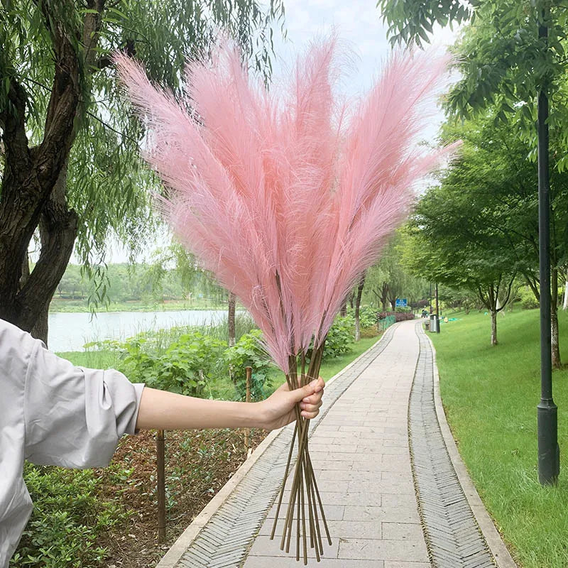 Skorter | 5 pieces 100 cm Artificial Pampas Grass Dried Flower Bouquet Wedding Party Decoration Home Room DIY Artificial Plants Decoration Supplies