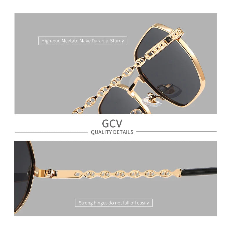 Skorter | Retro Women’s Rectangular Square Sunglasses with Metal Frame & Polaroid Lenses