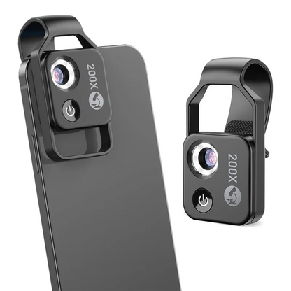 Skorter | MicroZoom Clip-On Phone Microscope – 200x Magnification Lens with LED Light