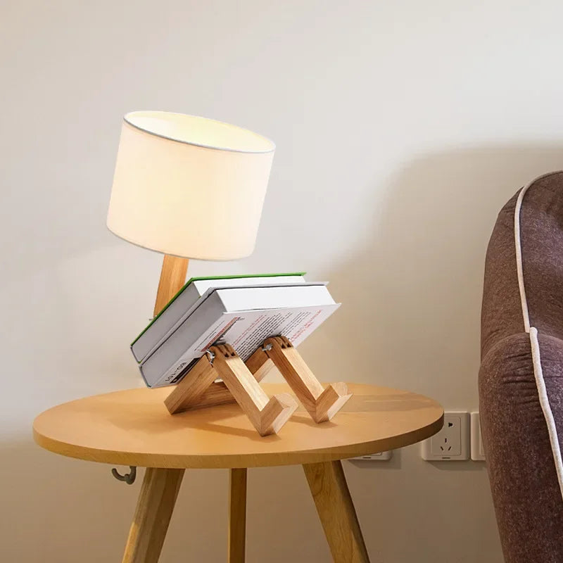 Skorter | Wooden Table Lamp with Book Holder – Modern Design for Your Home