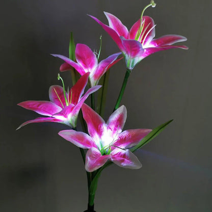 Skorter | Solar LED flower lights in lily shape – Color-changing garden lights with stake for outdoor areas