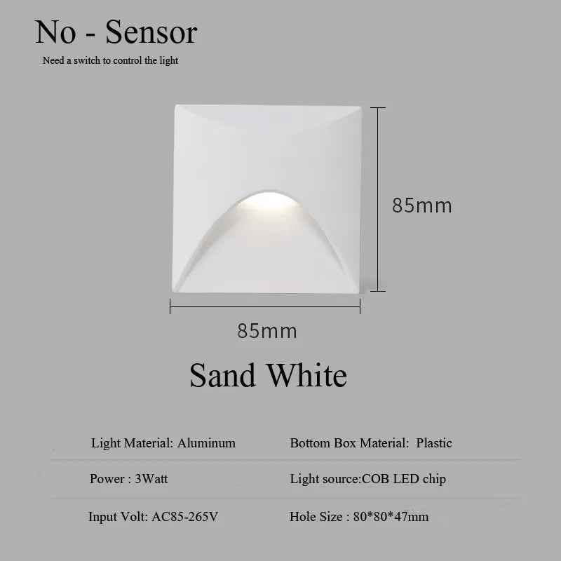 Skorter | Modern waterproof IP65 LED recessed wall lamp for outdoor lighting - 3W embedded step & staircase balcony portal light