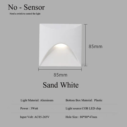 Skorter | Modern waterproof IP65 LED recessed wall lamp for outdoor lighting - 3W embedded step & staircase balcony portal light