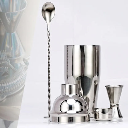 Skorter | 550 ml/750 ml Stainless Steel Cocktail Shaker Mixer Drink Bartender Set Bar Set Tools With Wine Rack Stand Tool for Birthday Gift
