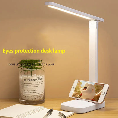 Skorter | 6000mAh rechargeable LED table lamp USB 3 color stepless dimmable desk lamp touch foldable eye-protecting reading night light