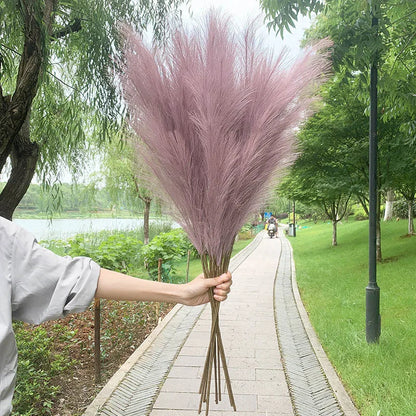 Skorter | 5 pieces 100 cm Artificial Pampas Grass Dried Flower Bouquet Wedding Party Decoration Home Room DIY Artificial Plants Decoration Supplies