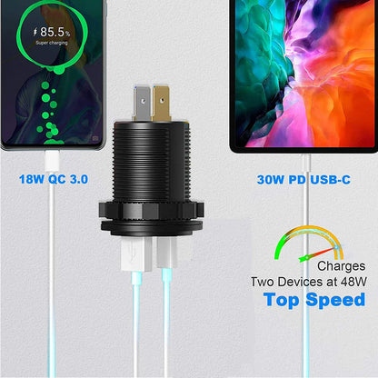 Skorter | 60W PD QC3.0 Car Charger Socket with Voltage Meter