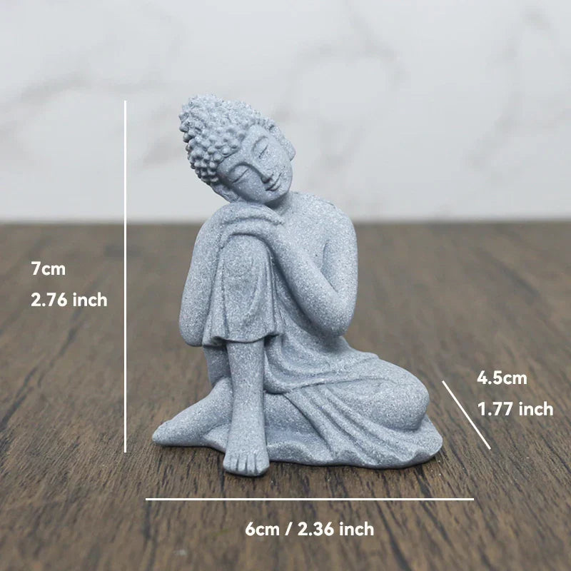 Skorter | Buddha Stone Statue Small Buddhist Monks Tibetan Buddhism Figures Zen Garden Ornament Meditation Home Aquarium Decoration